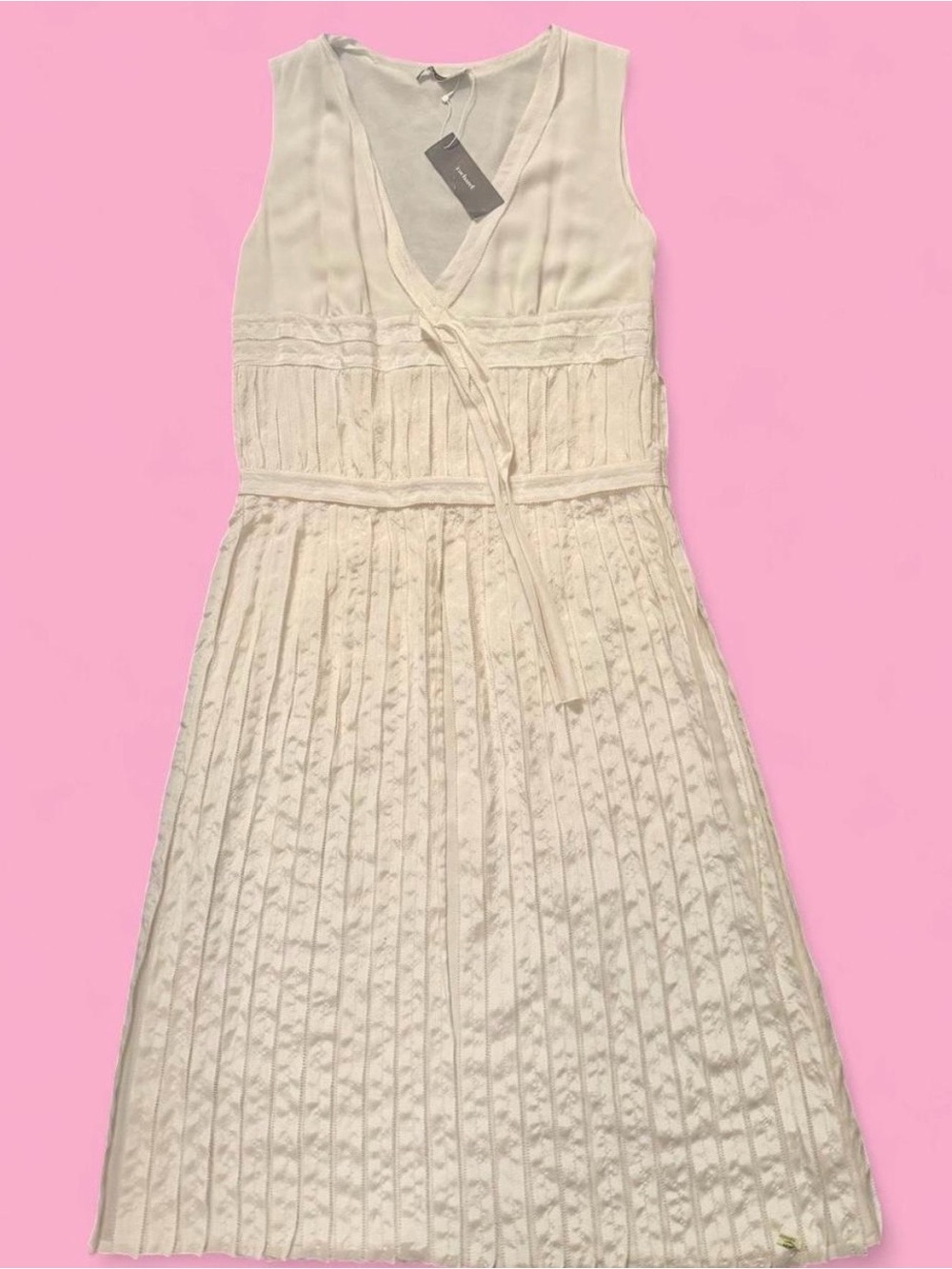 Vintage Cacharel Paris NWT 100% Silk Pleated Midi Dress - French 42 / US 10 - Picture 2 of 4